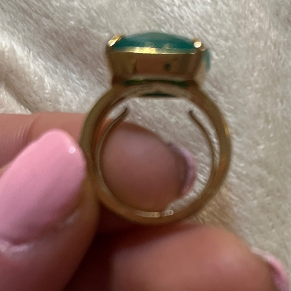 Elegant Green Stone Golden-colored kate spade adjustable size 7 ring Ring - Picture 4 of 10